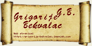 Grigorije Bekvalac vizit kartica